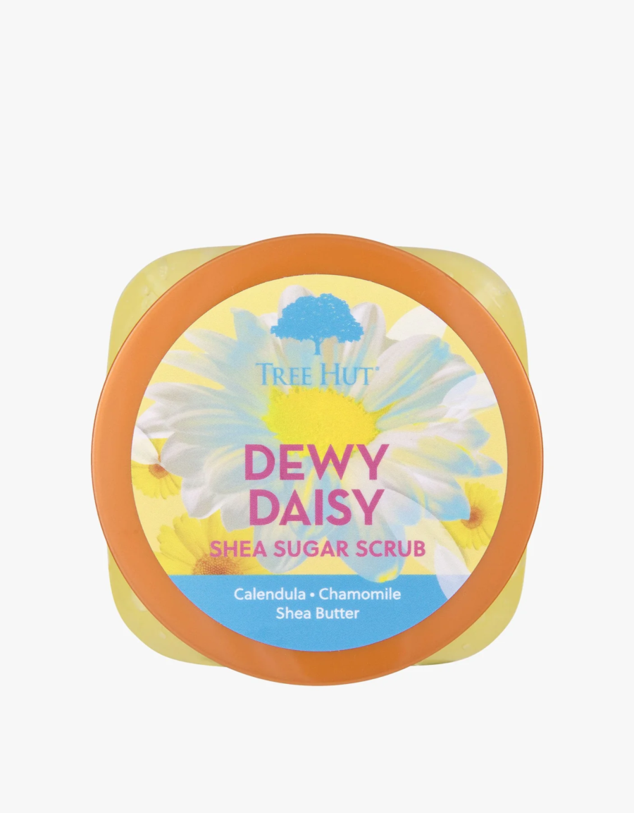 Скраб для тіла Tree Hut Dewy Daisy Sugar Scrub 510g · солодка полуниця, свіжі ромашки, тепла амбра — фото 2